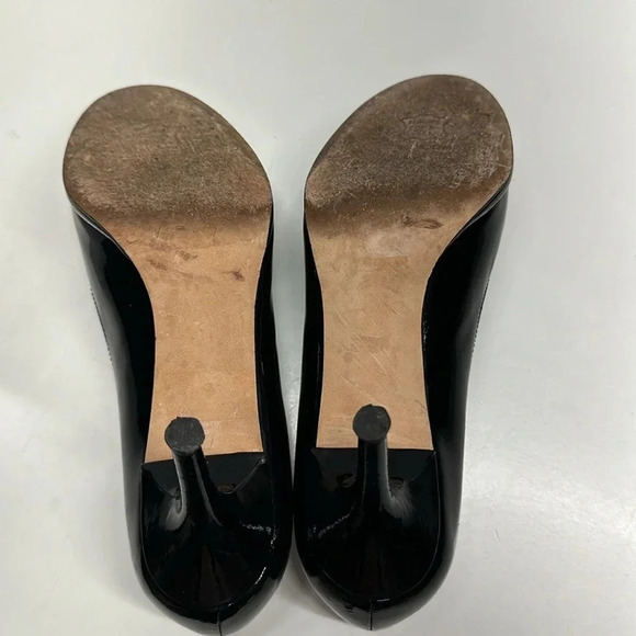 Stuart Weitzman Heels High Heel Pumps Shoe Peep Toe Shiny Patent Leather Black 8 - Picture 8 of 11